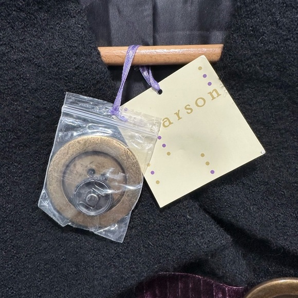 Carson Black Wool Swing Jacket with Decorative Buttons Appliquéd Fabric - Size M - Picture 15 of 16